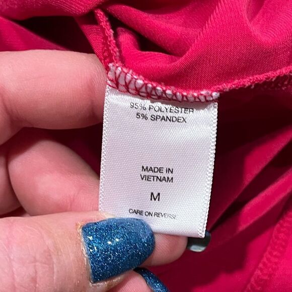 7th Avenue New York & Company Blouse Cap Sleeves V-Neck Cut Out Pink Medium - Picture 3 of 4